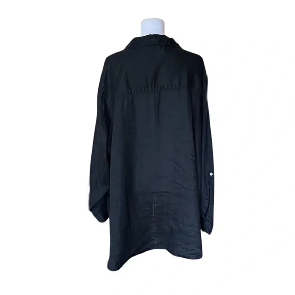 Sigrid Olsen Black Linen Button Shirt Size 3X - Picture 2 of 8